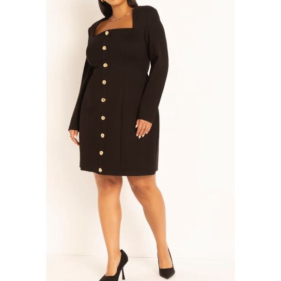 Eloquii Strong Shoulder Mini Dress Square Neckline Size 22 - Picture 1 of 9